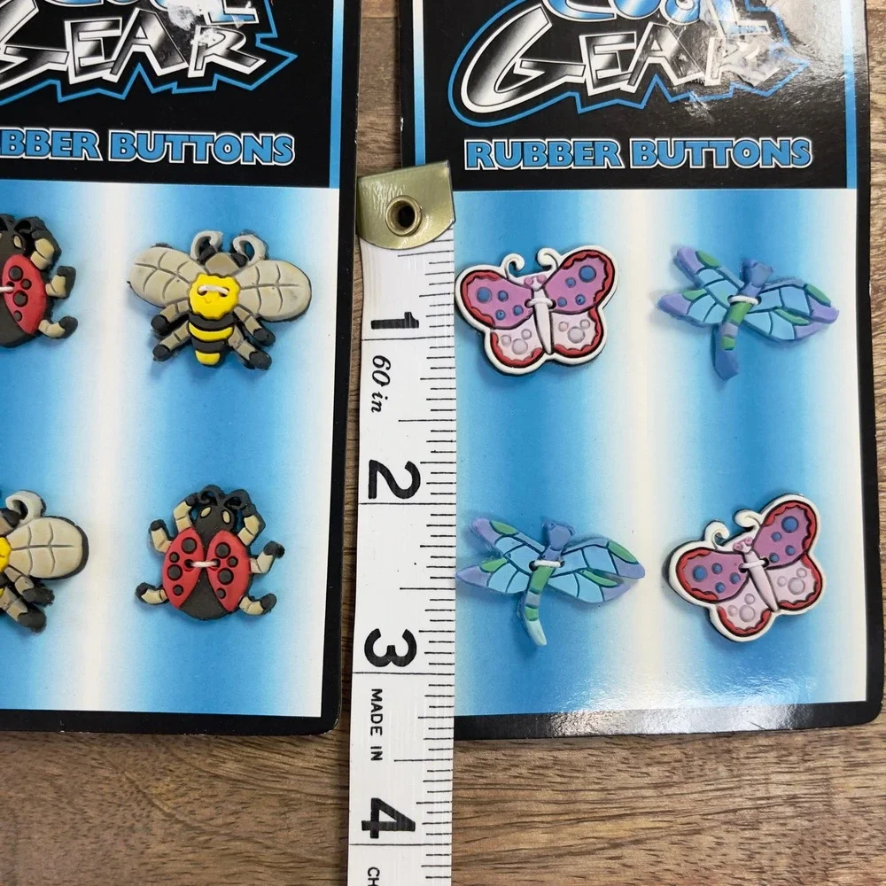 Vintage Cool Gear Rubber Buttons Insects‎ Butterflies 90s Kidcore Retro